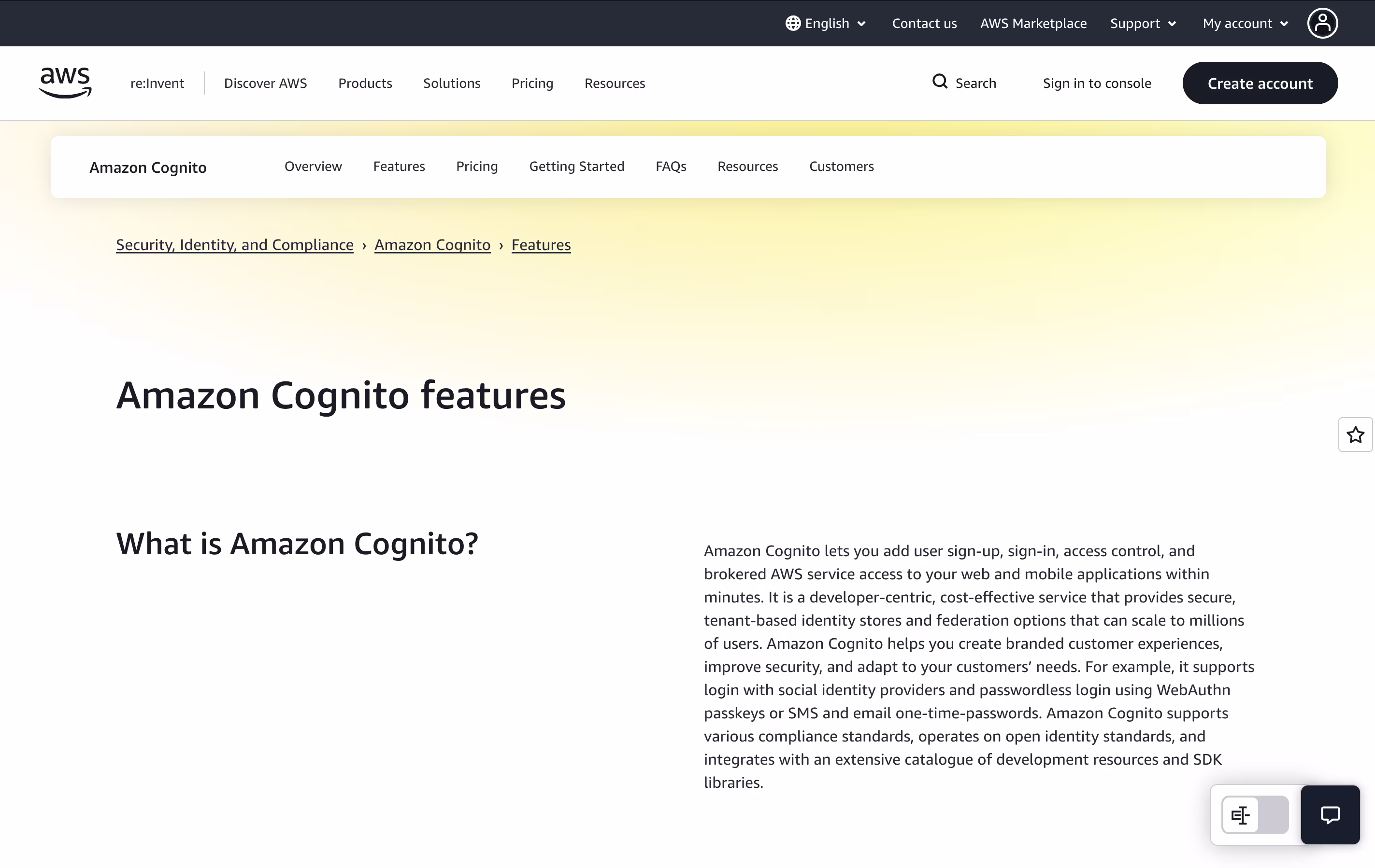 Amazon Cognito screenshot 3