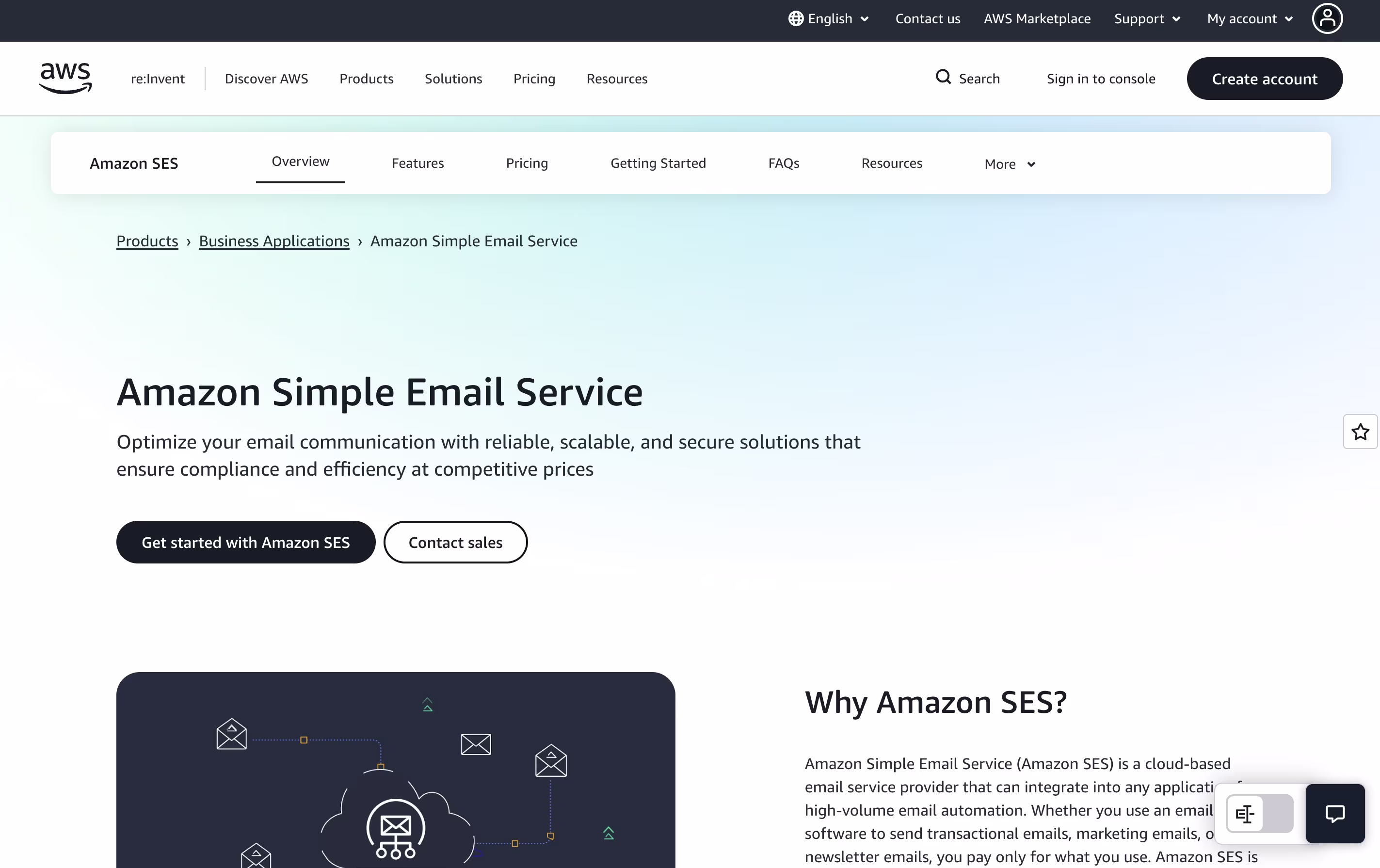 Amazon SES screenshot