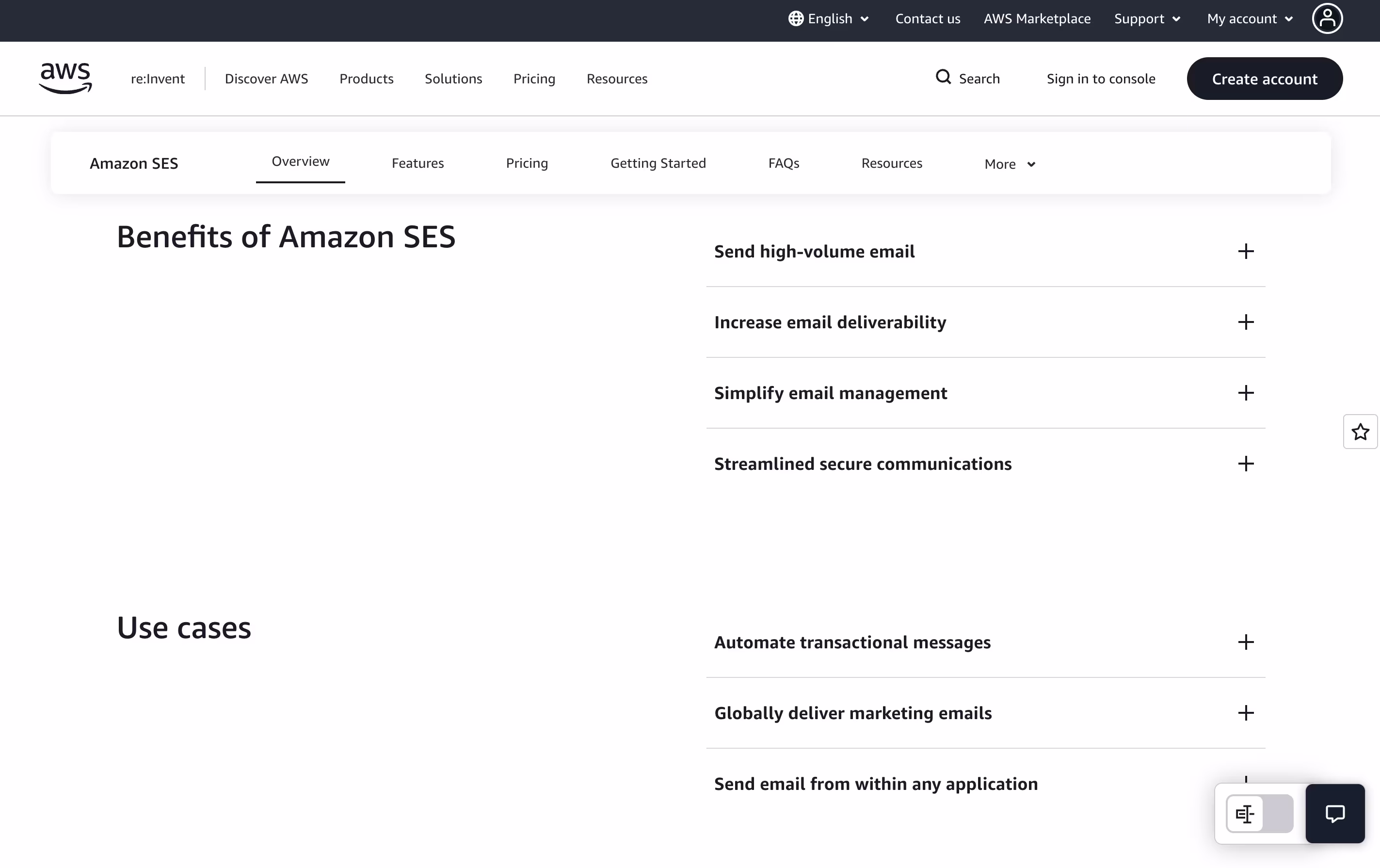 Amazon SES screenshot 2