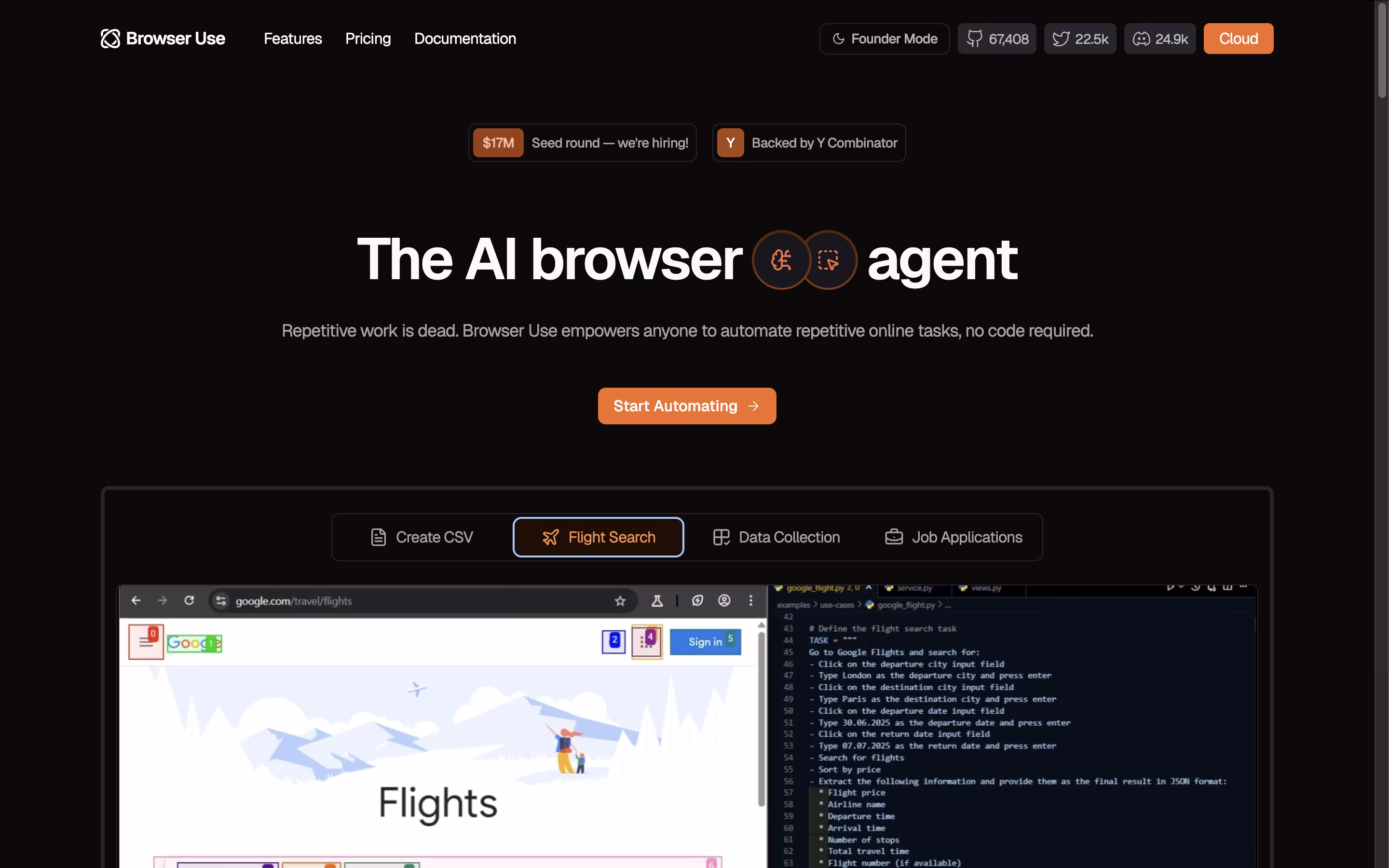 Browser Use screenshot Browser Use screenshot