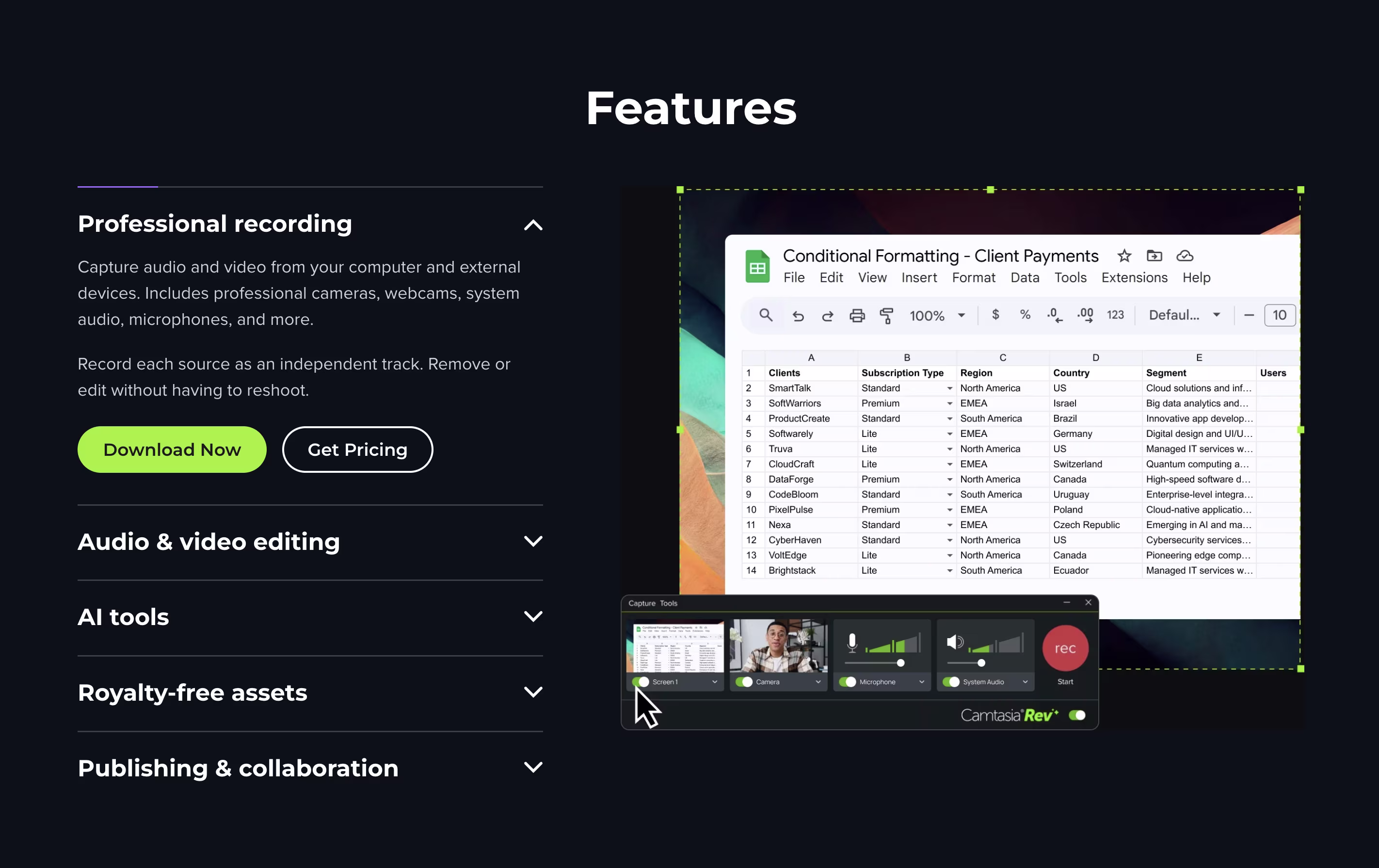 Camtasia screenshot 2
