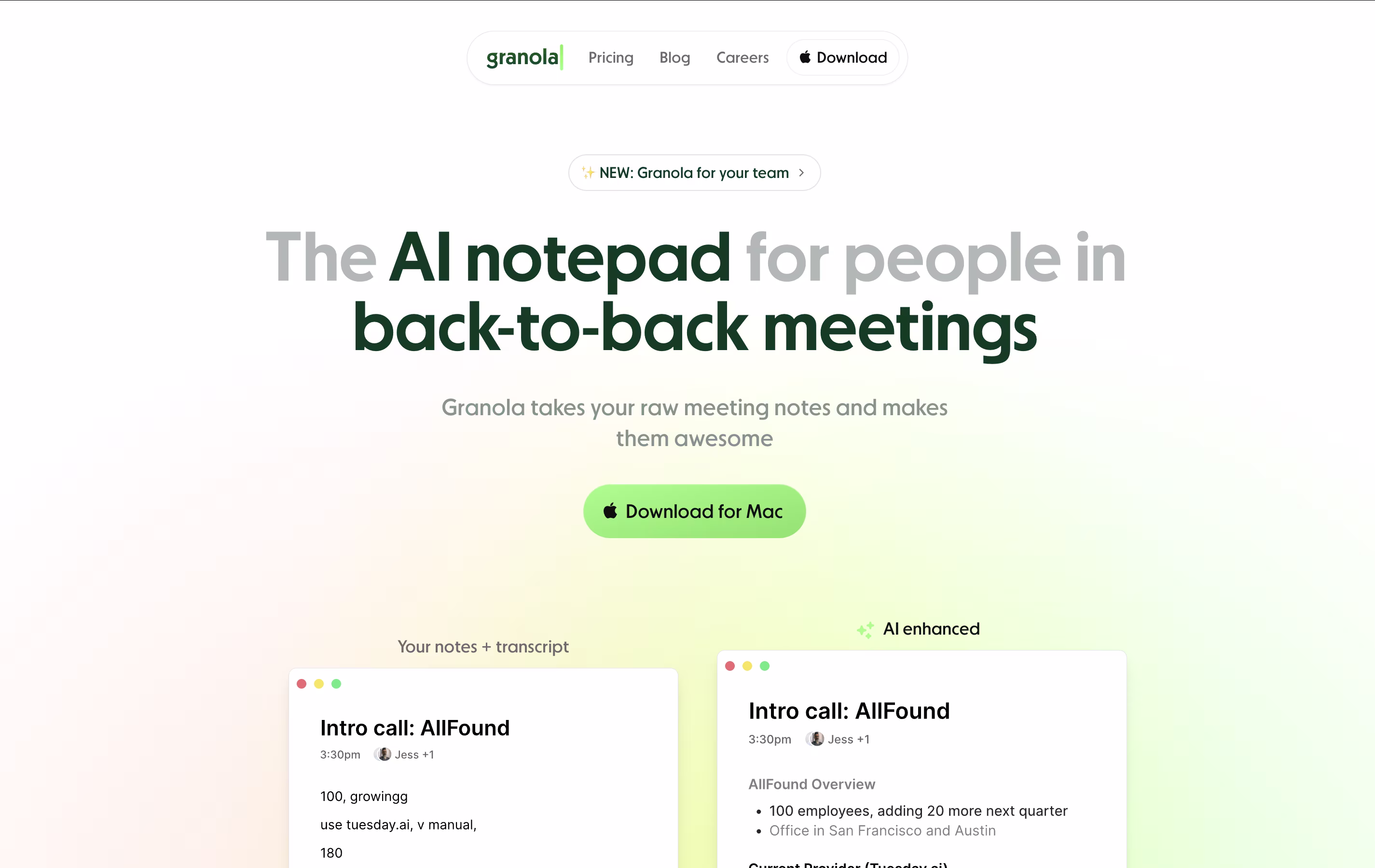 Granola screenshot Granola screenshot
