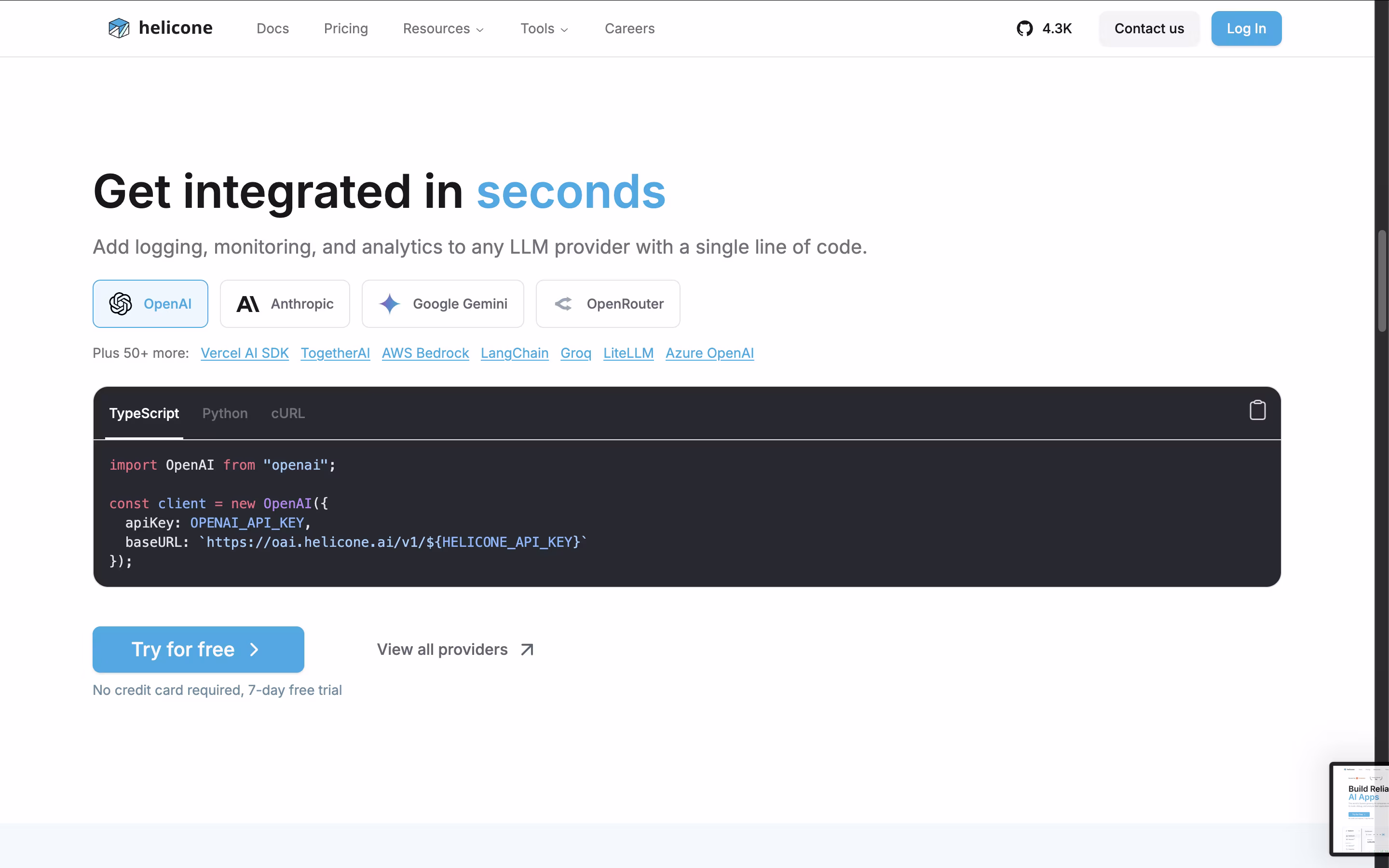 Helicone AI screenshot 2