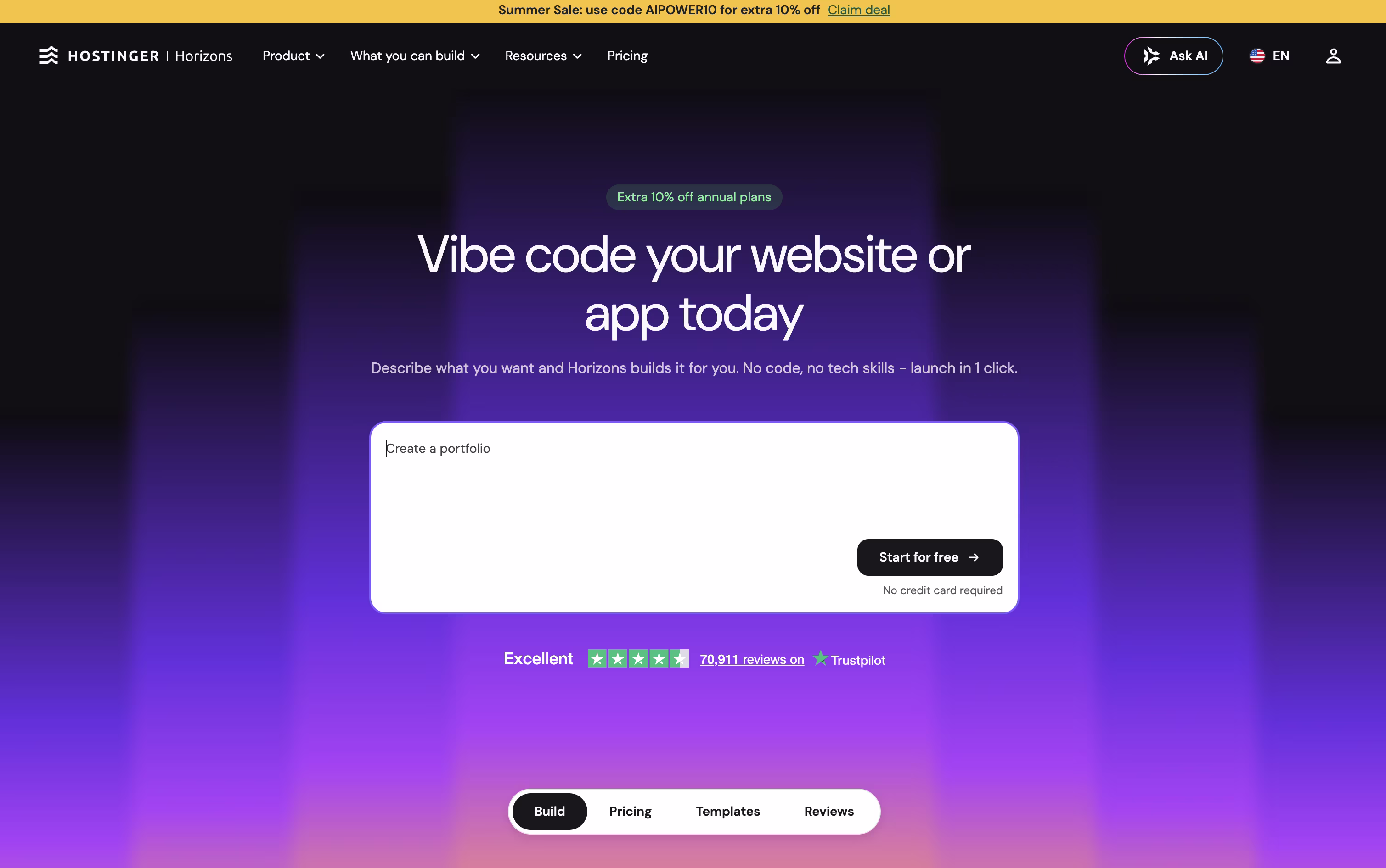 Hostinger Horizons screenshot