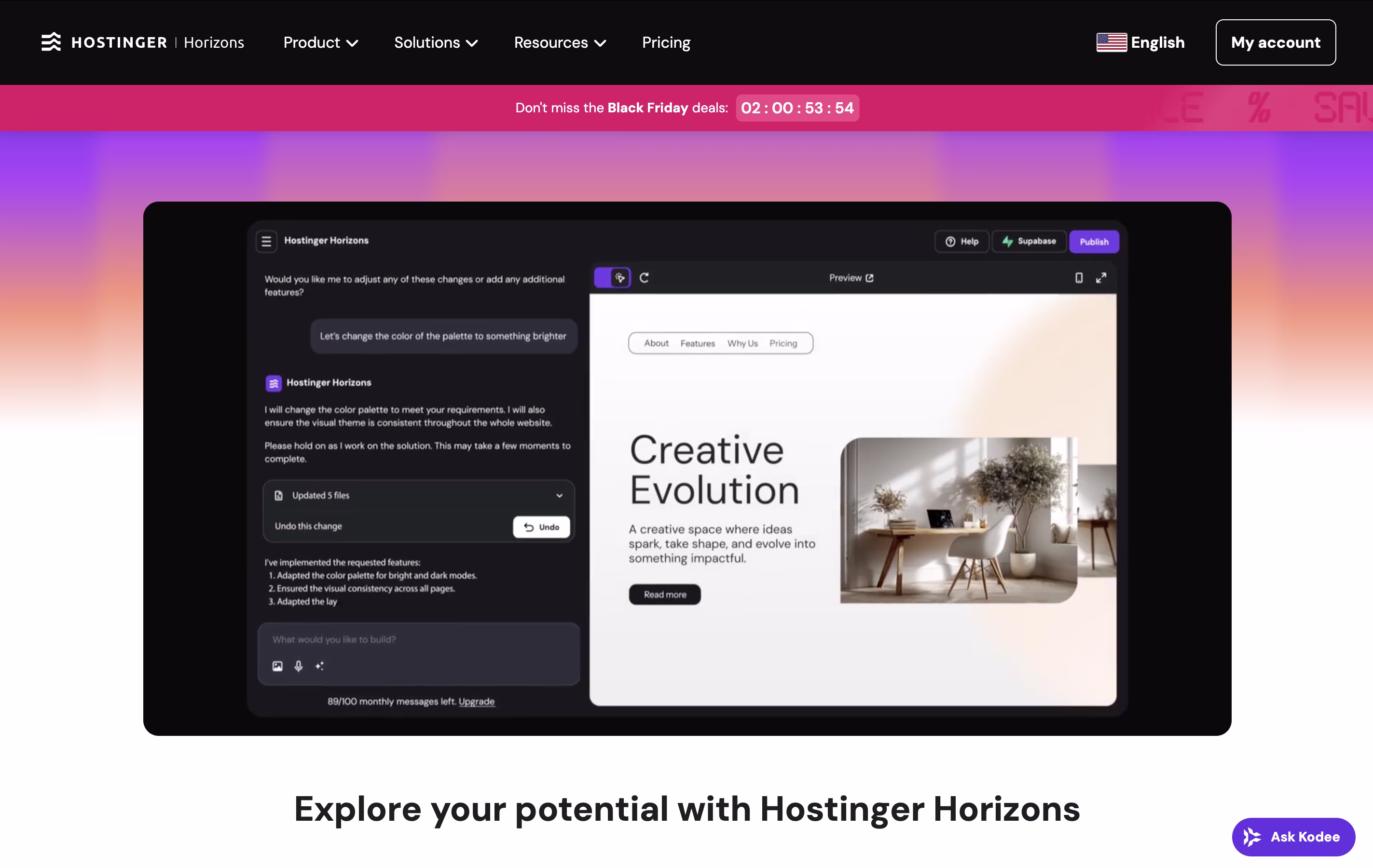 Hostinger Horizons screenshot 2