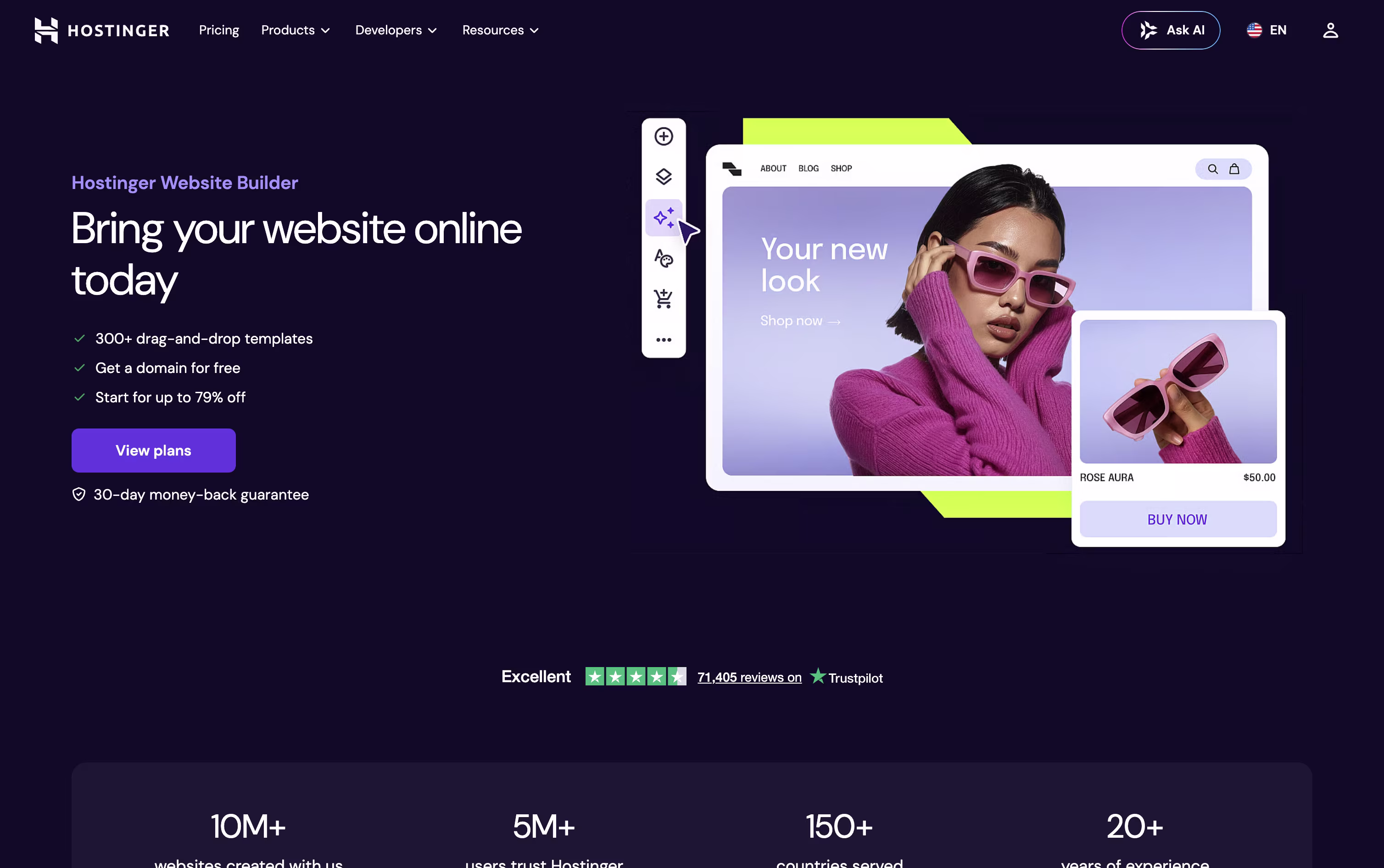 Hostinger Website Builder screenshot Hostinger Website Builder screenshot
