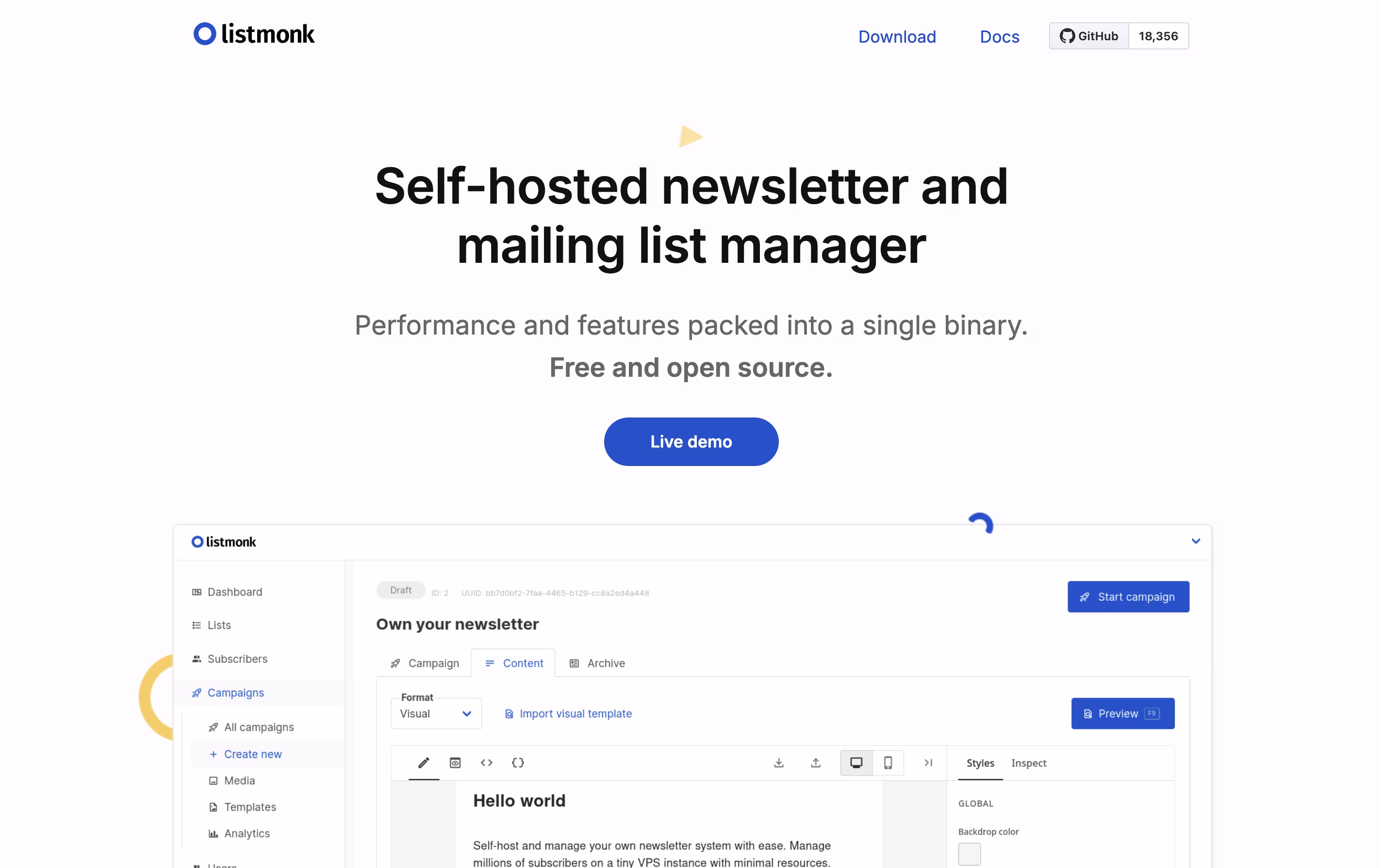 Listmonk screenshot