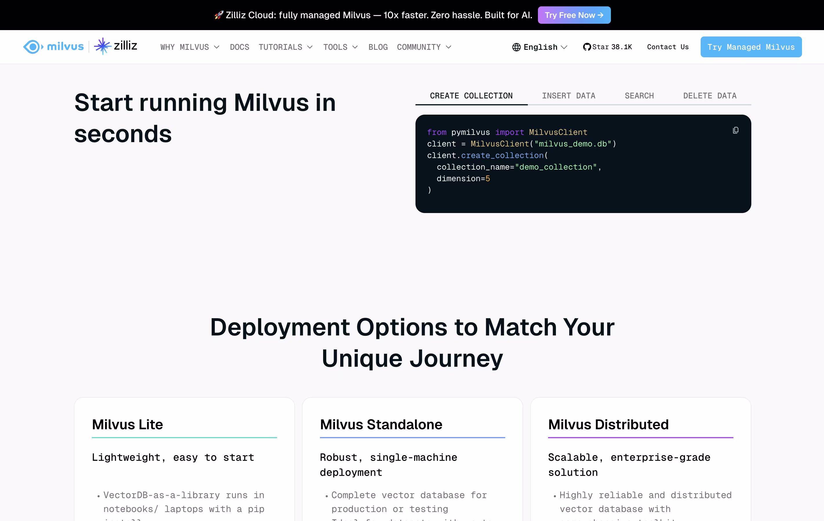 Milvus screenshot 2