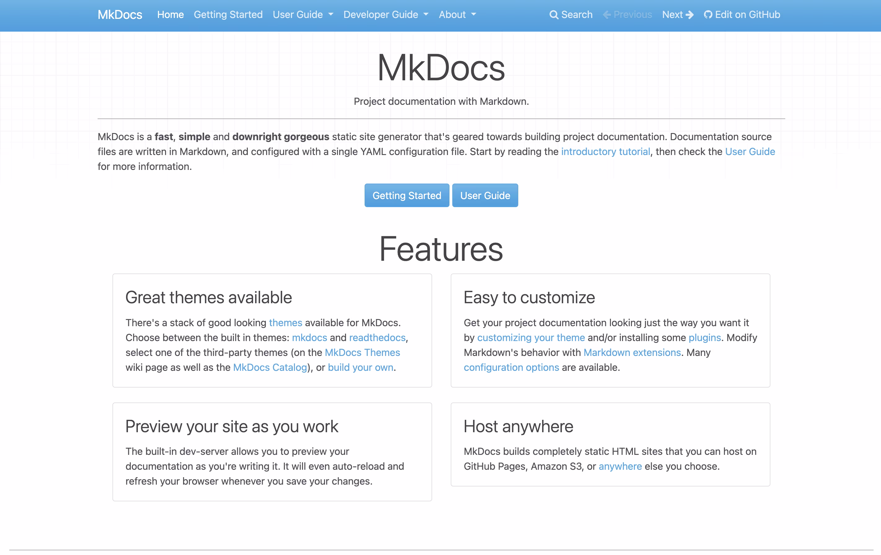 MkDocs screenshot