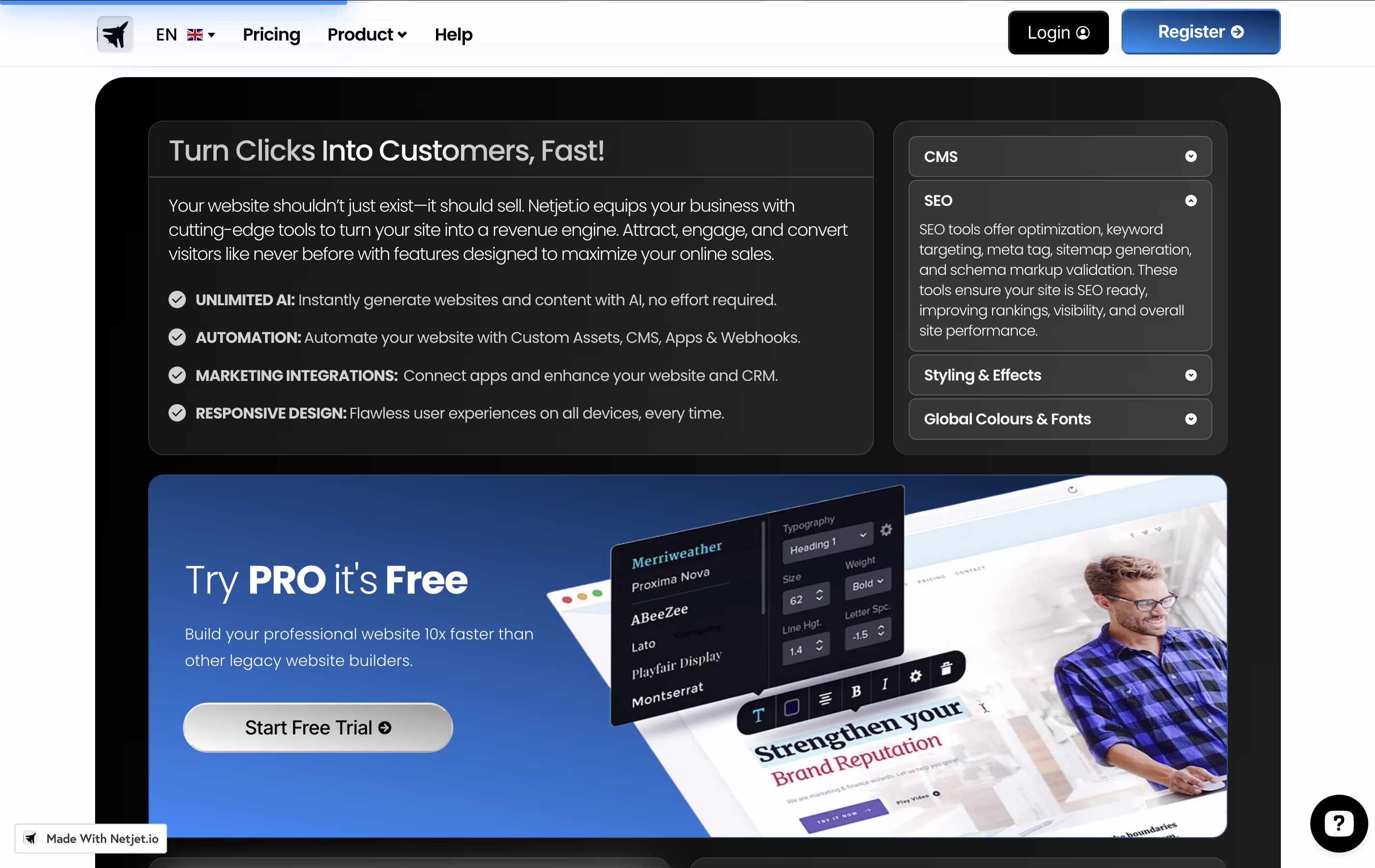 Netjet.io screenshot 2