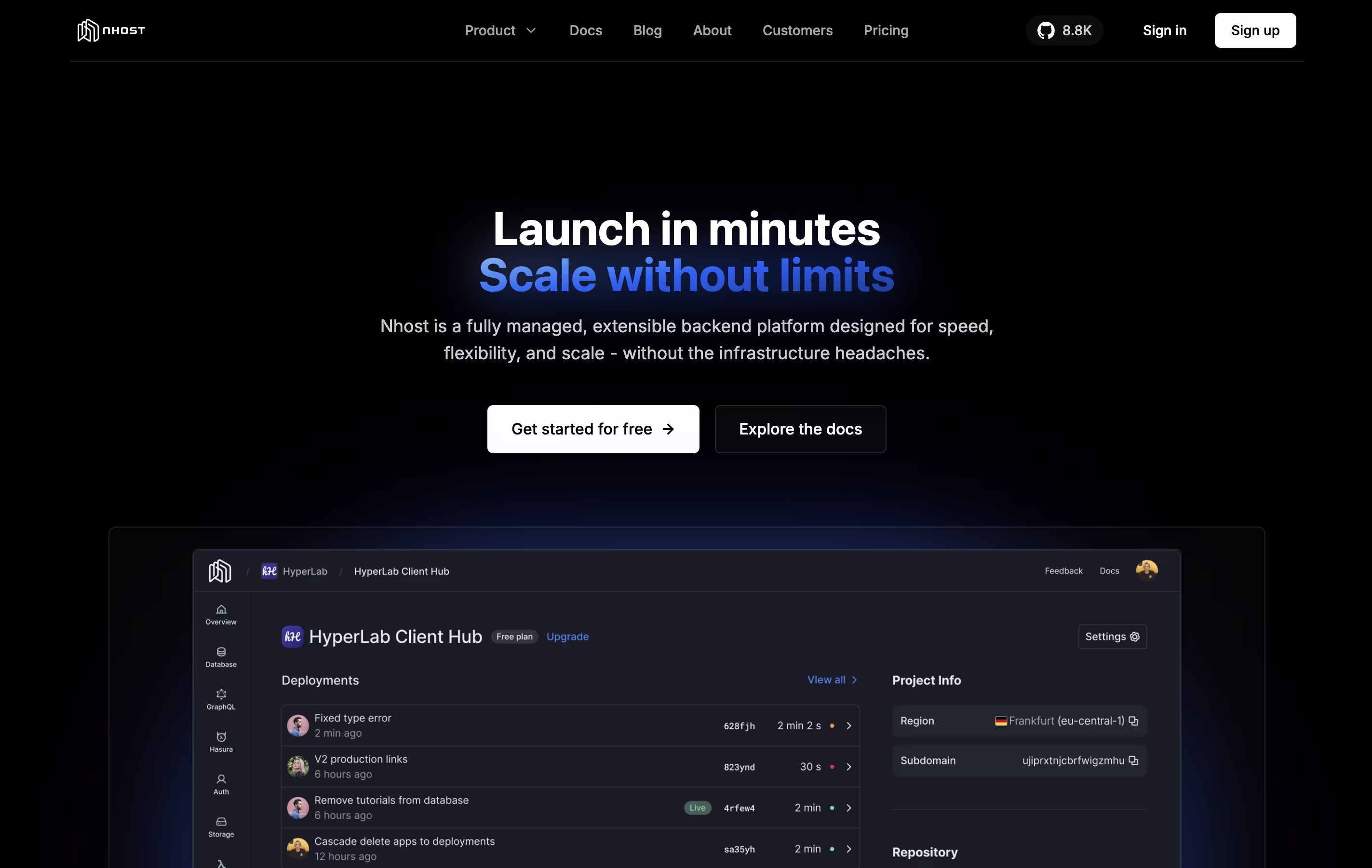 Nhost screenshot