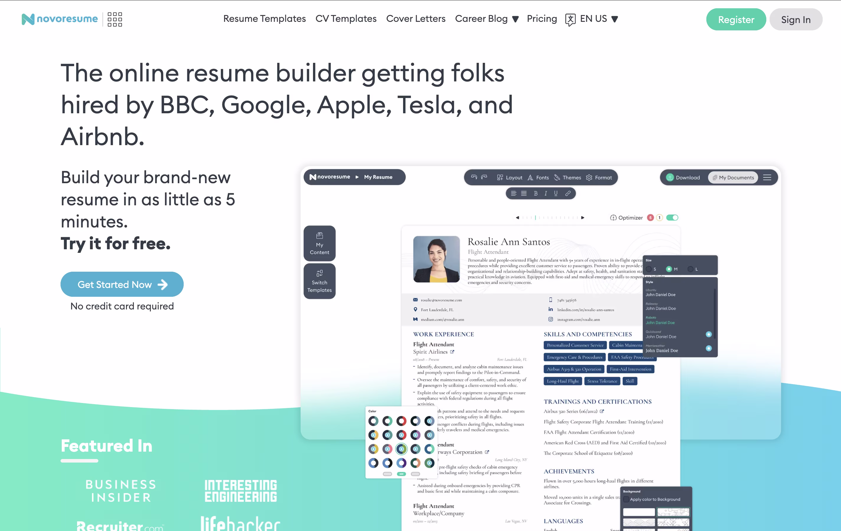 Novorésumé screenshot