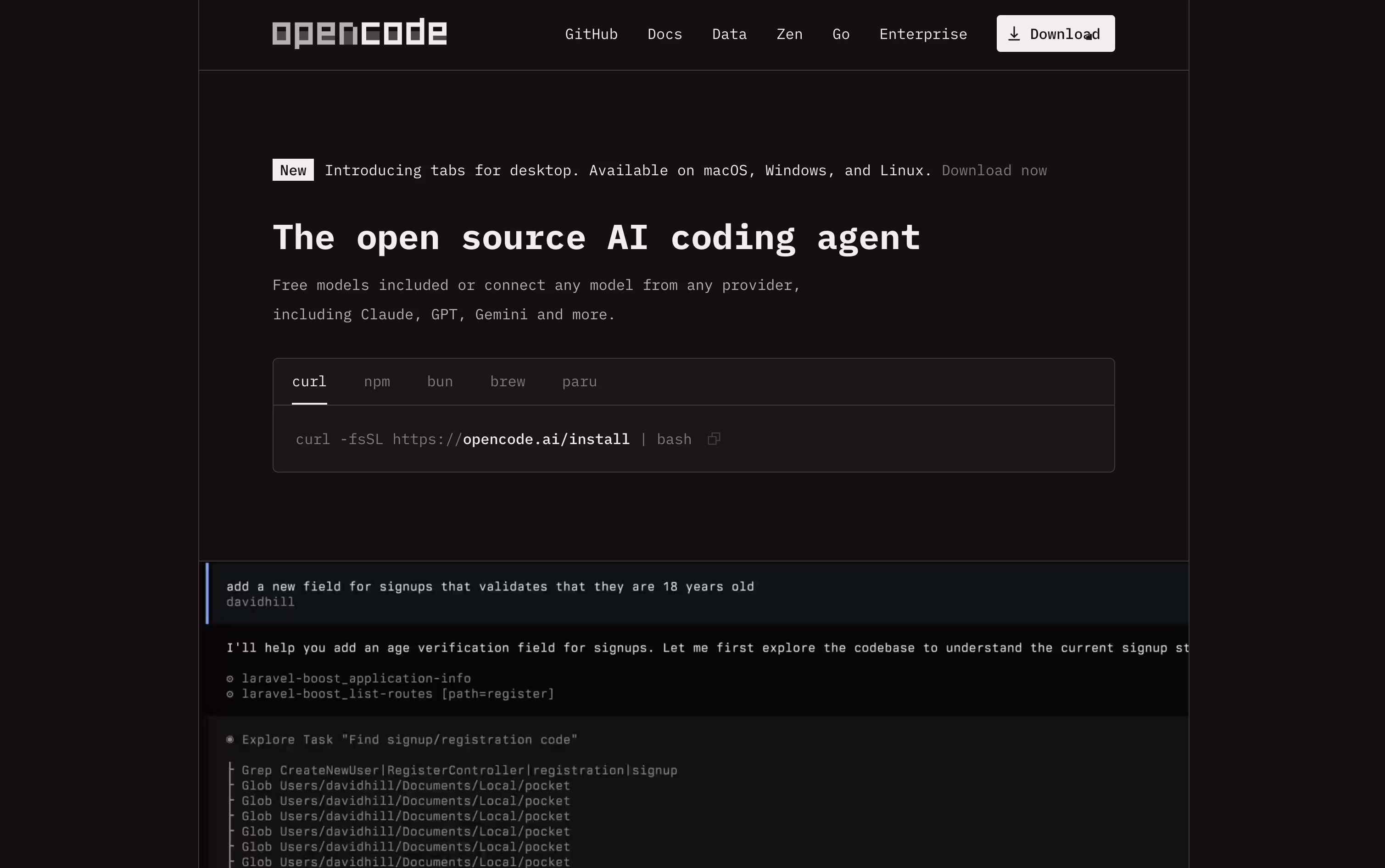 OpenCode screenshot