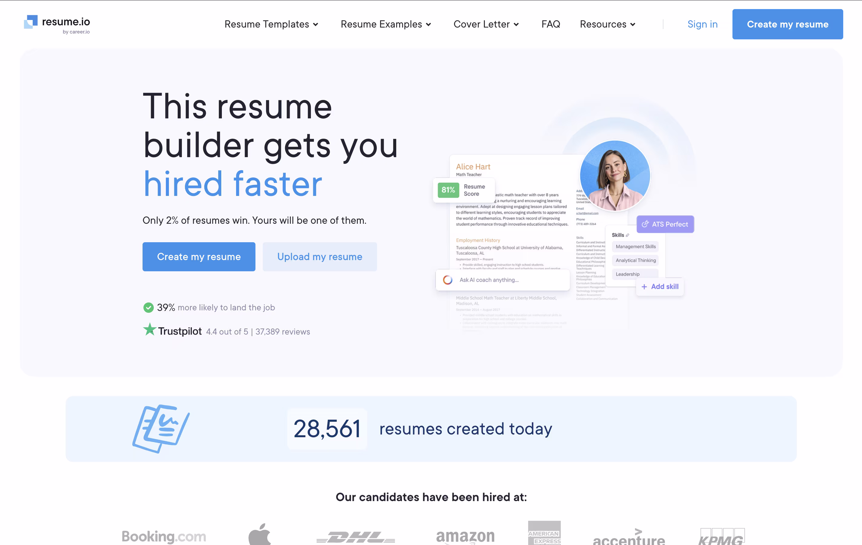 Resume.io screenshot