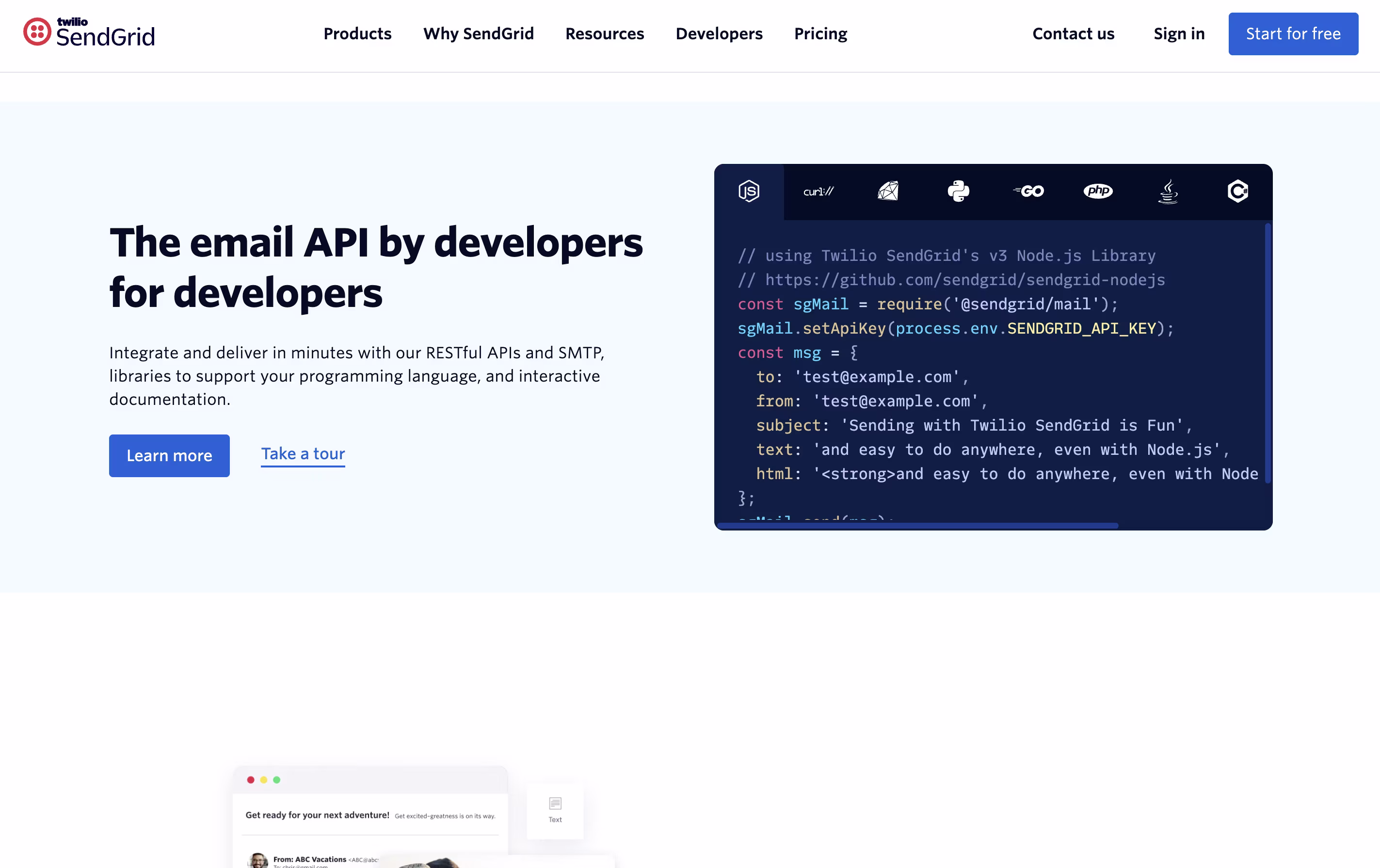 SendGrid screenshot 3