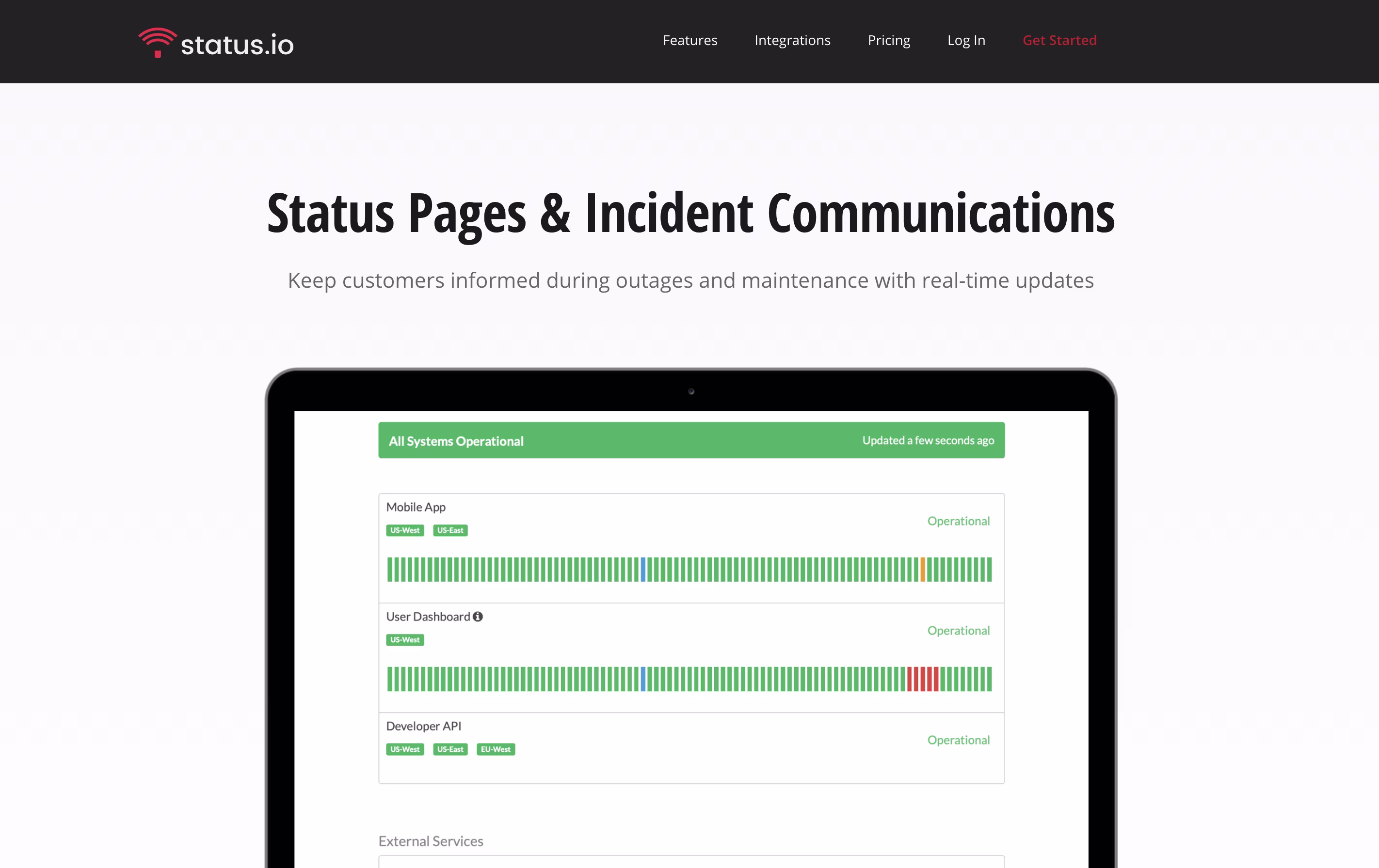 Status.io screenshot Status.io screenshot