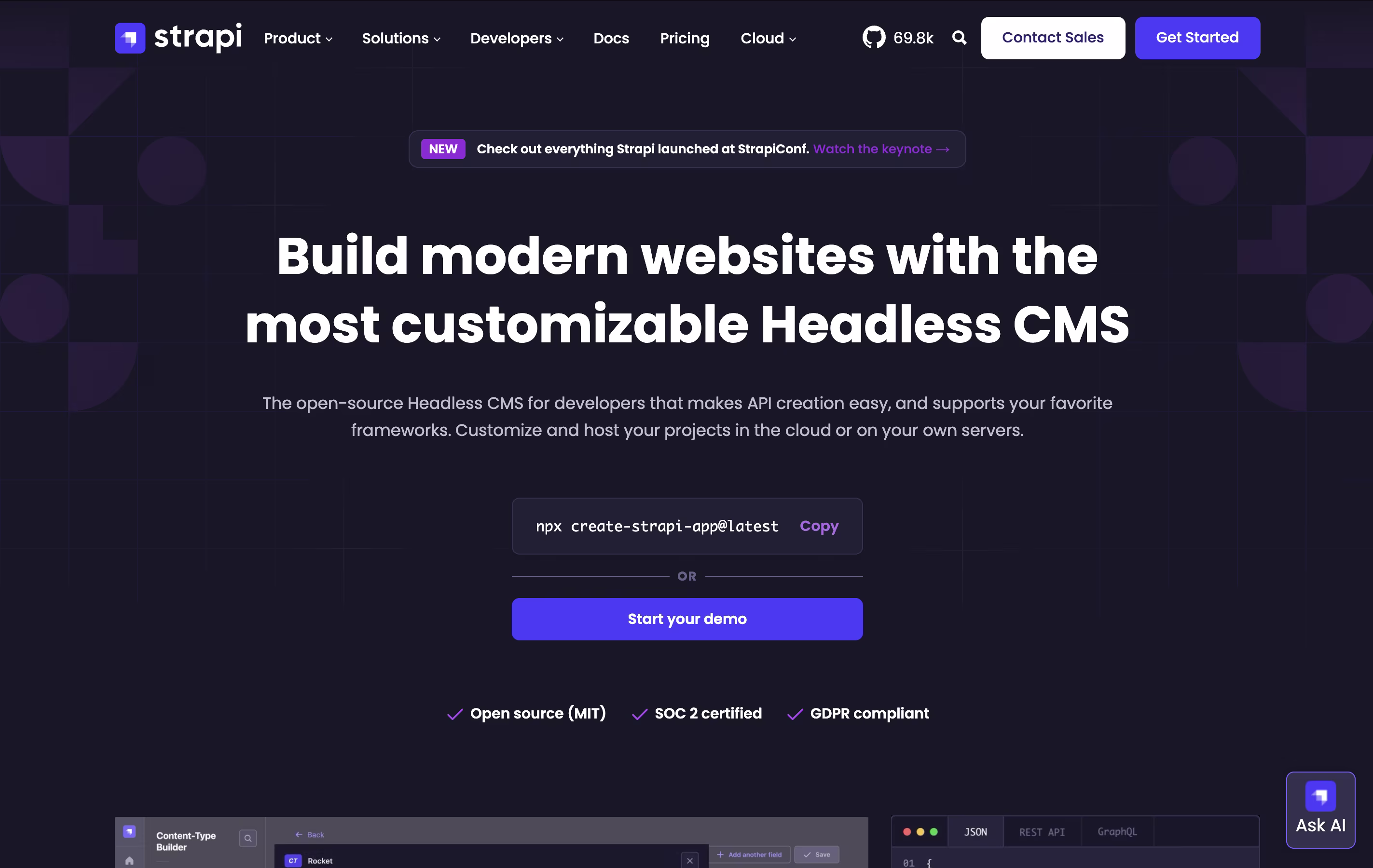 Strapi featured screenshot