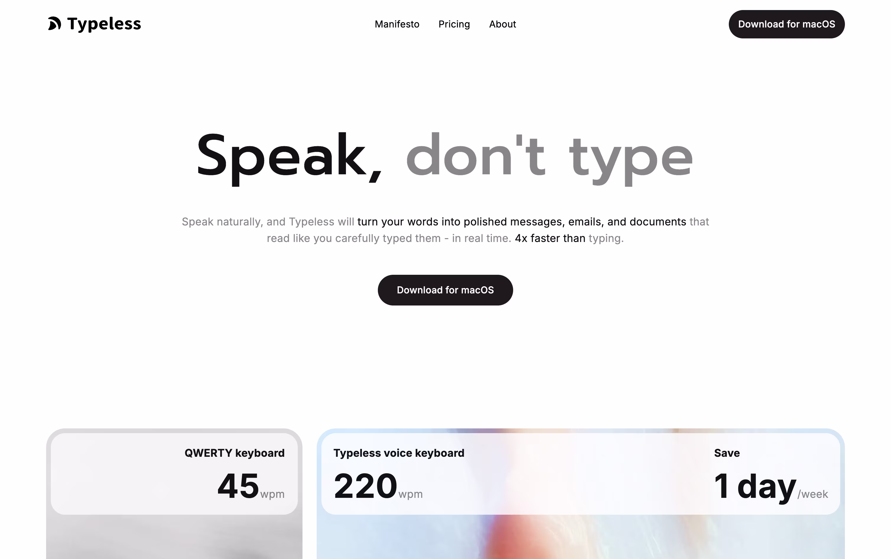Typeless screenshot