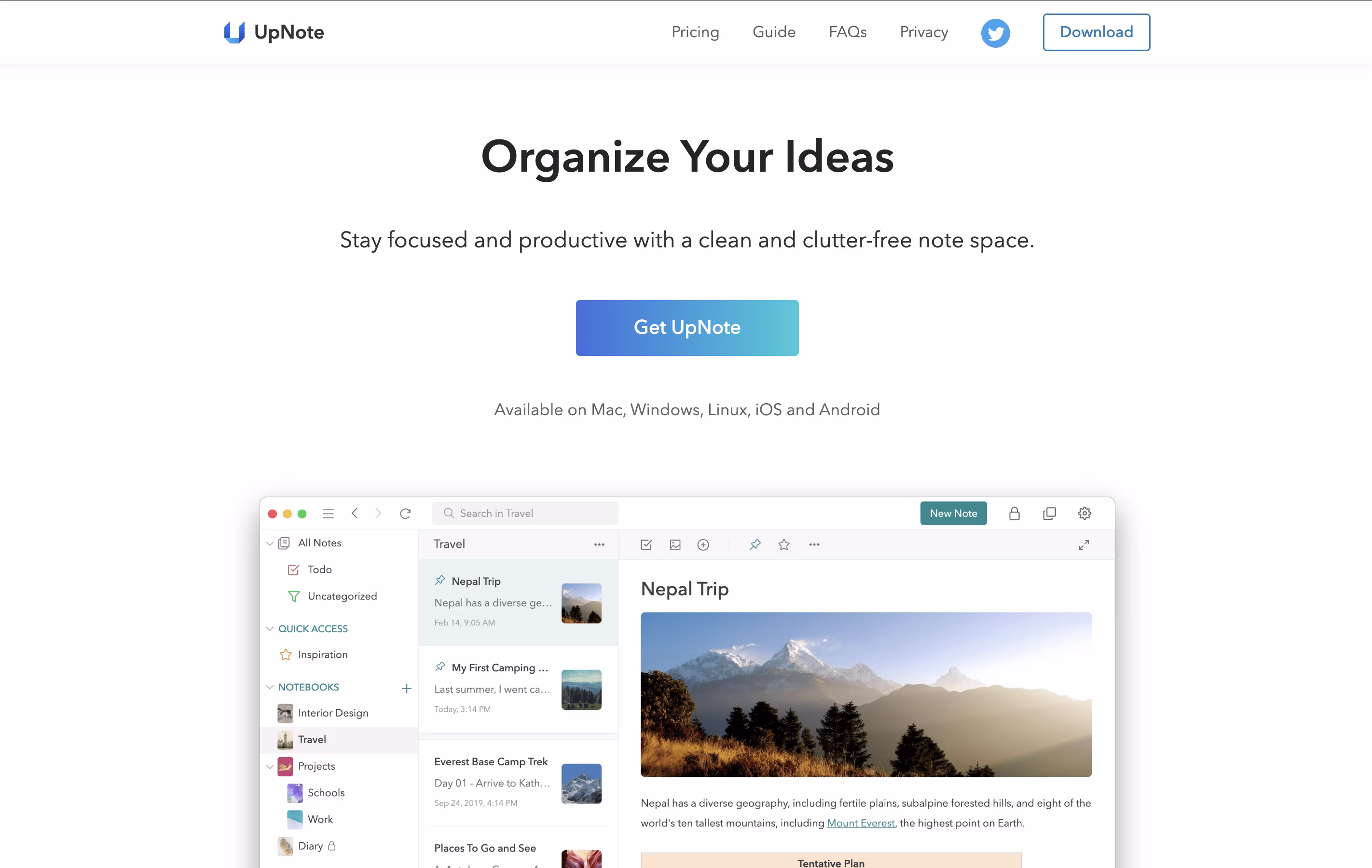 UpNote screenshot