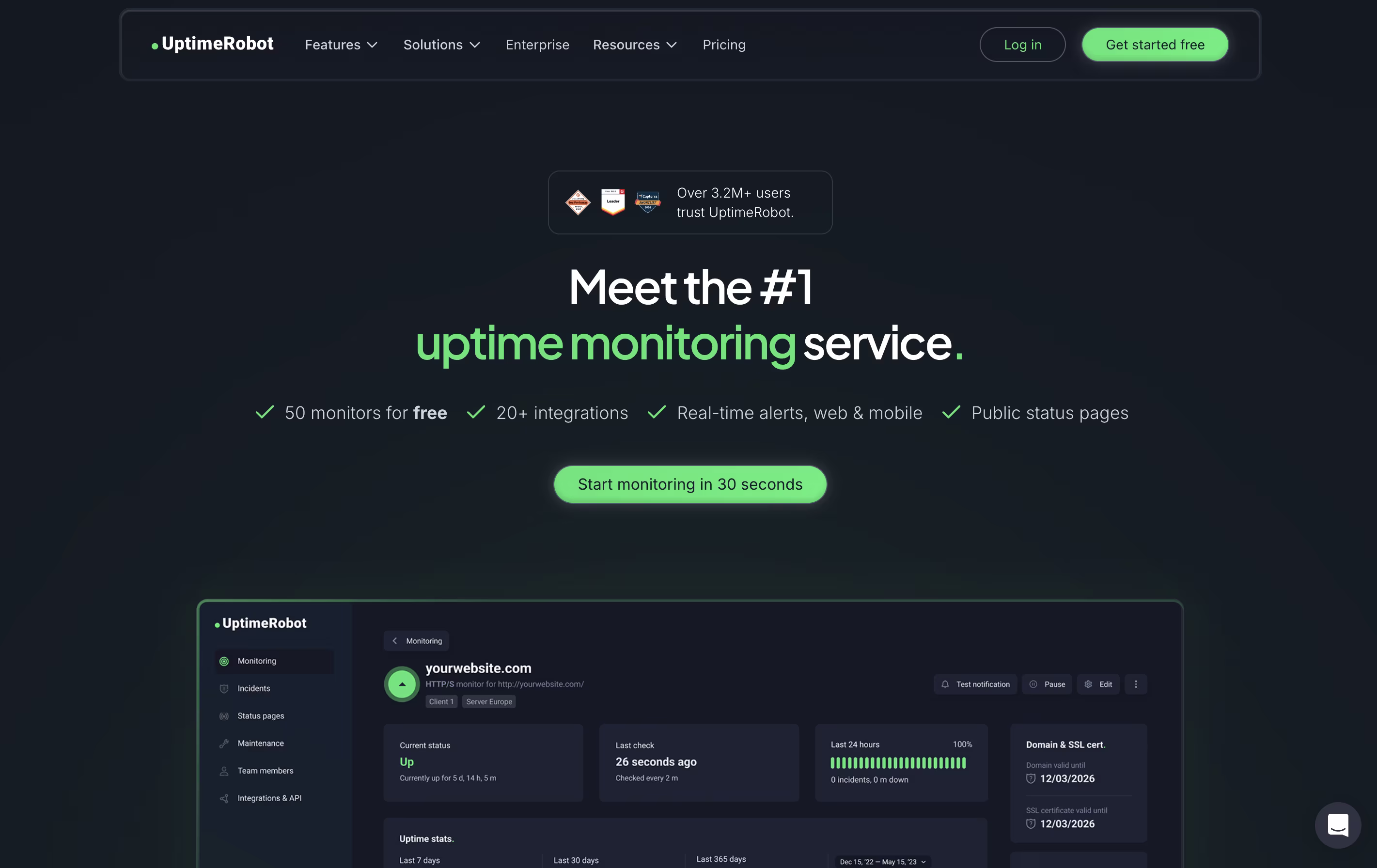 UptimeRobot screenshot