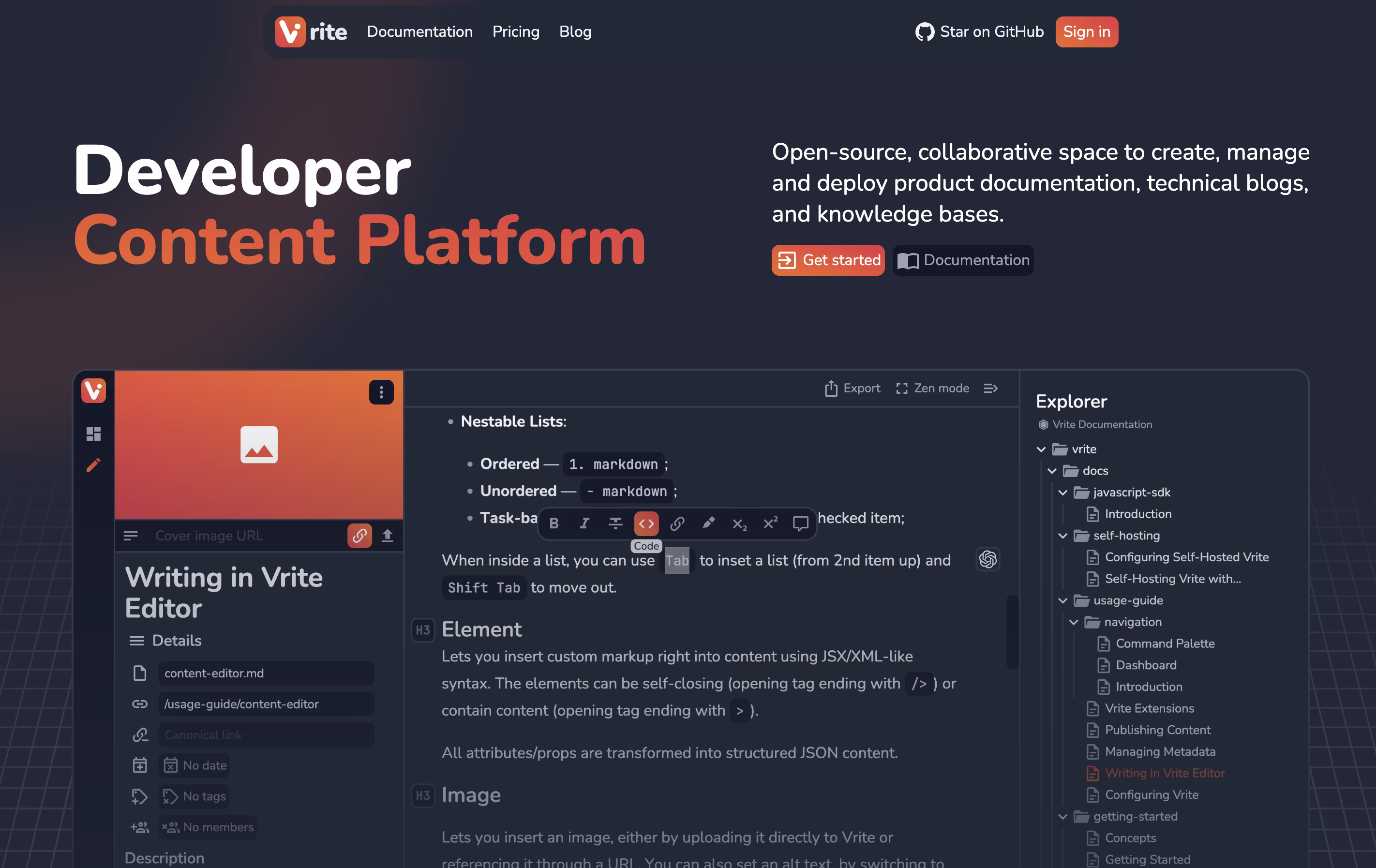 Vrite screenshot