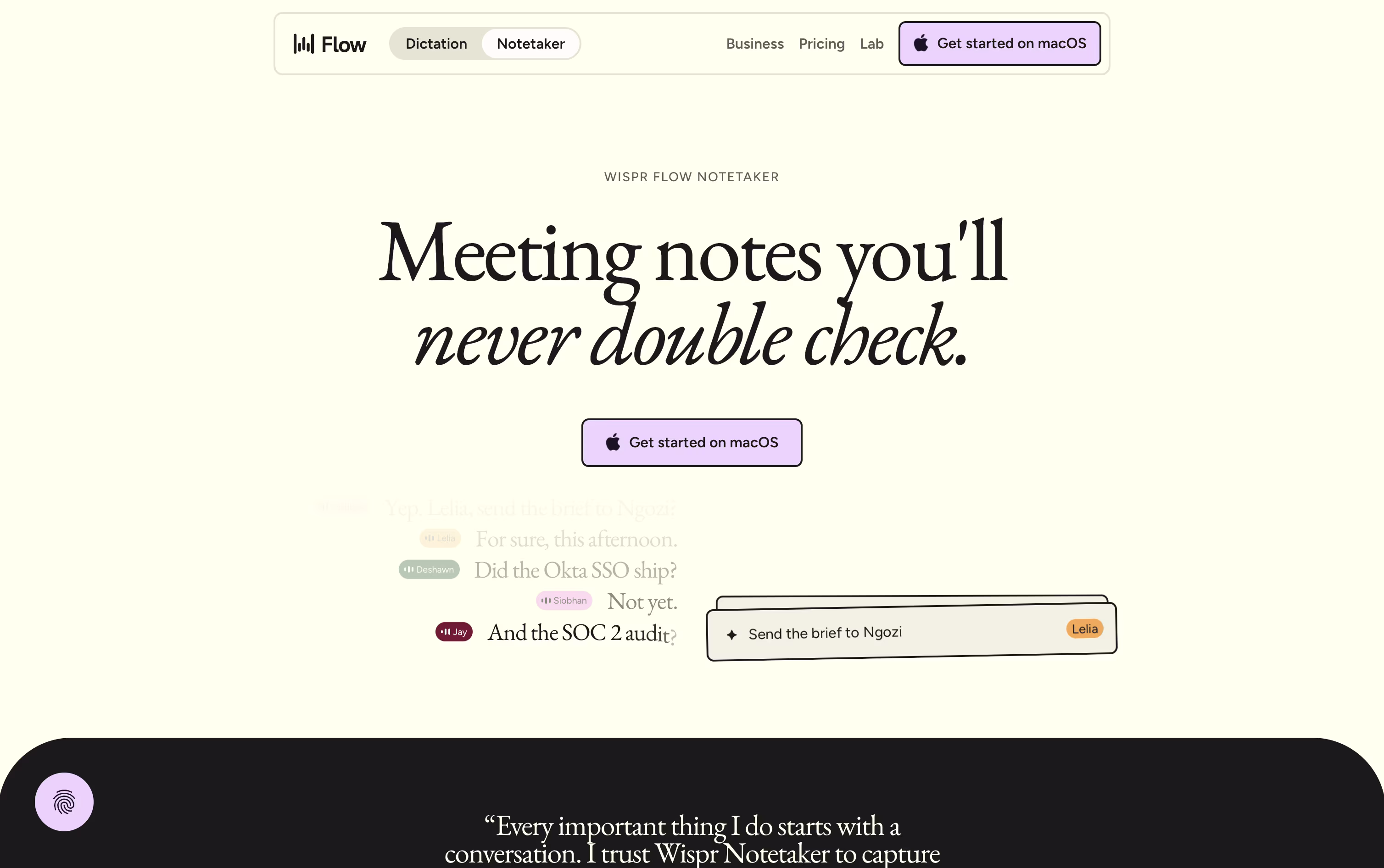Wispr Notetaker screenshot
