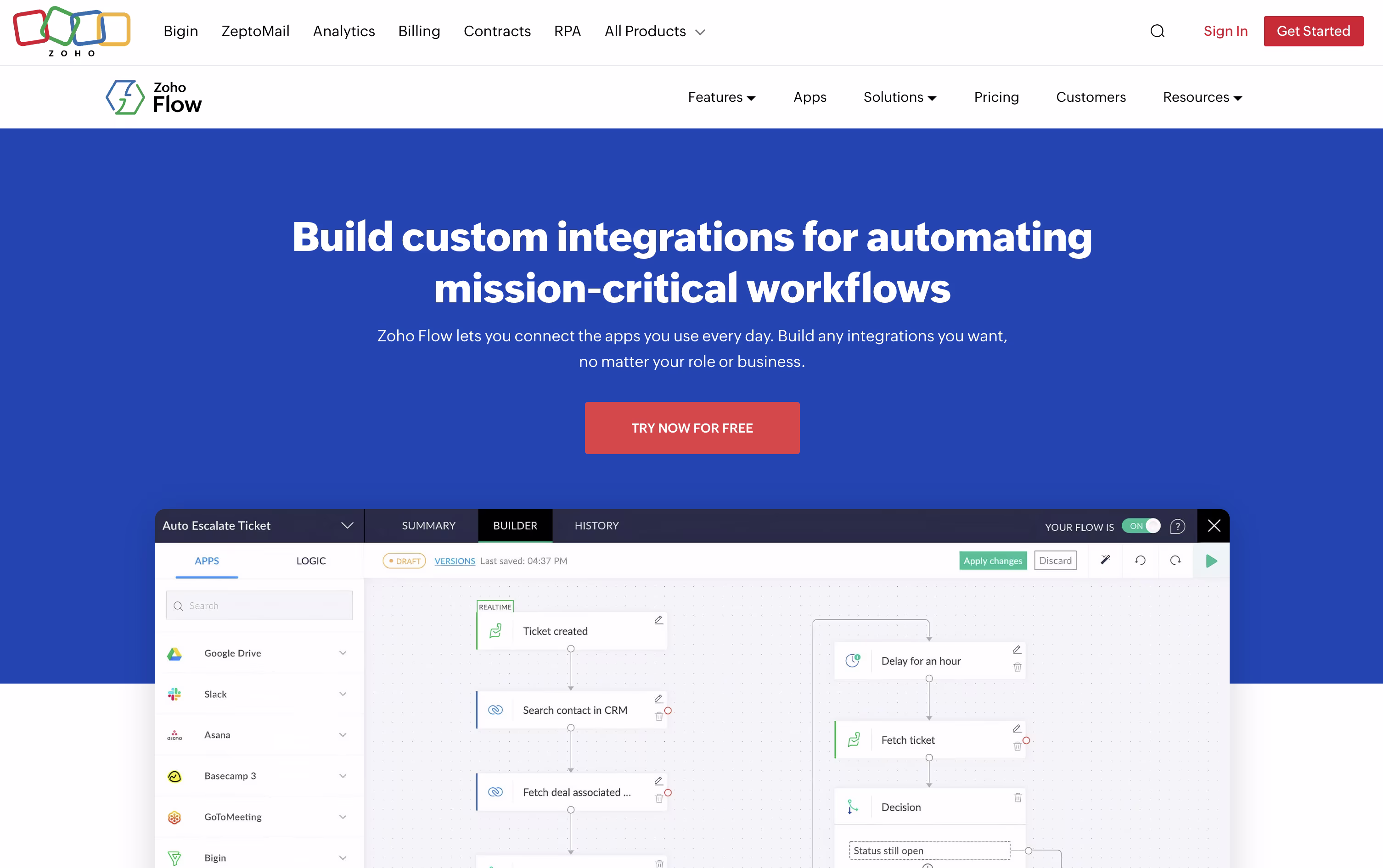 Zoho Flow screenshot