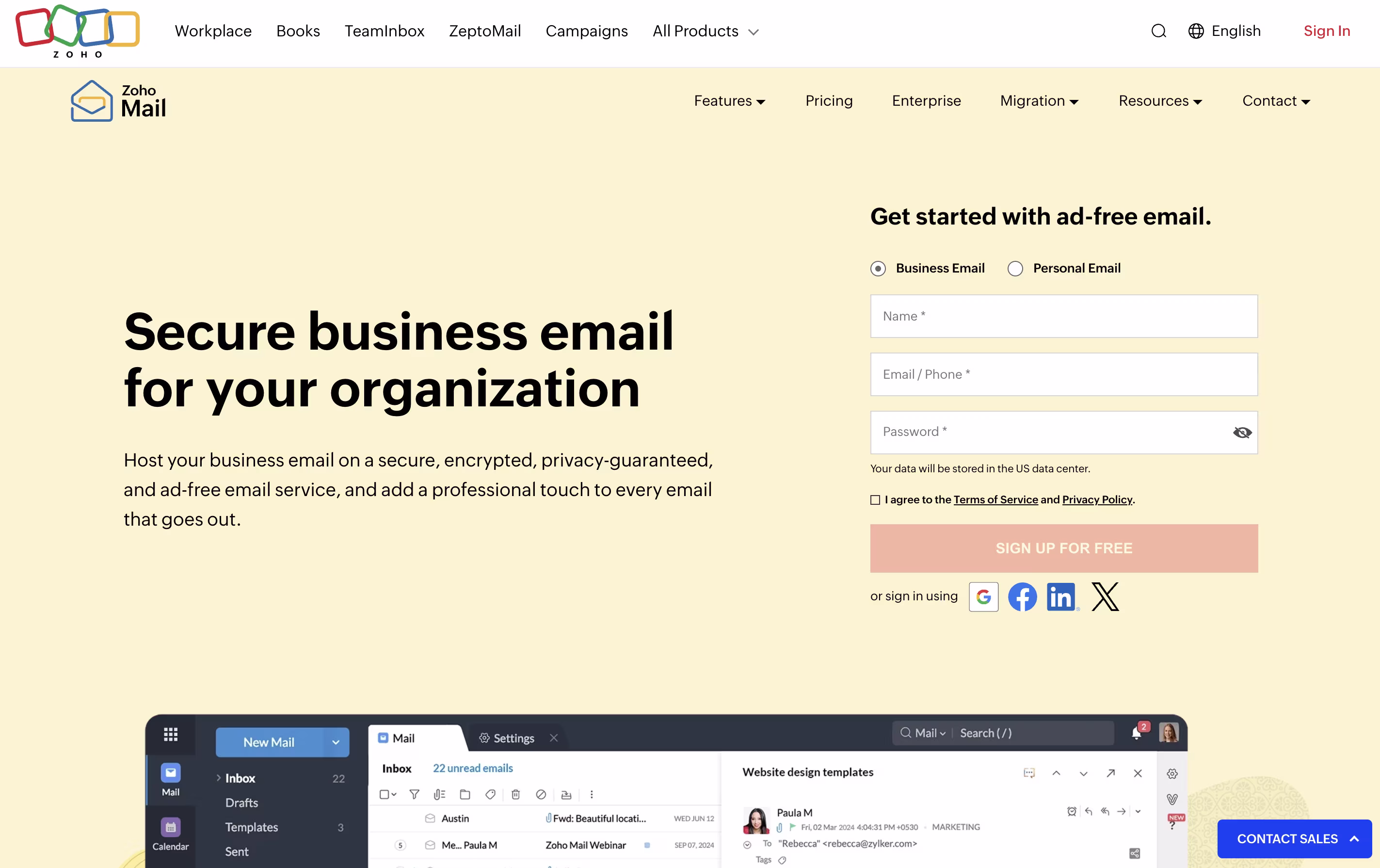 Zoho Mail screenshot
